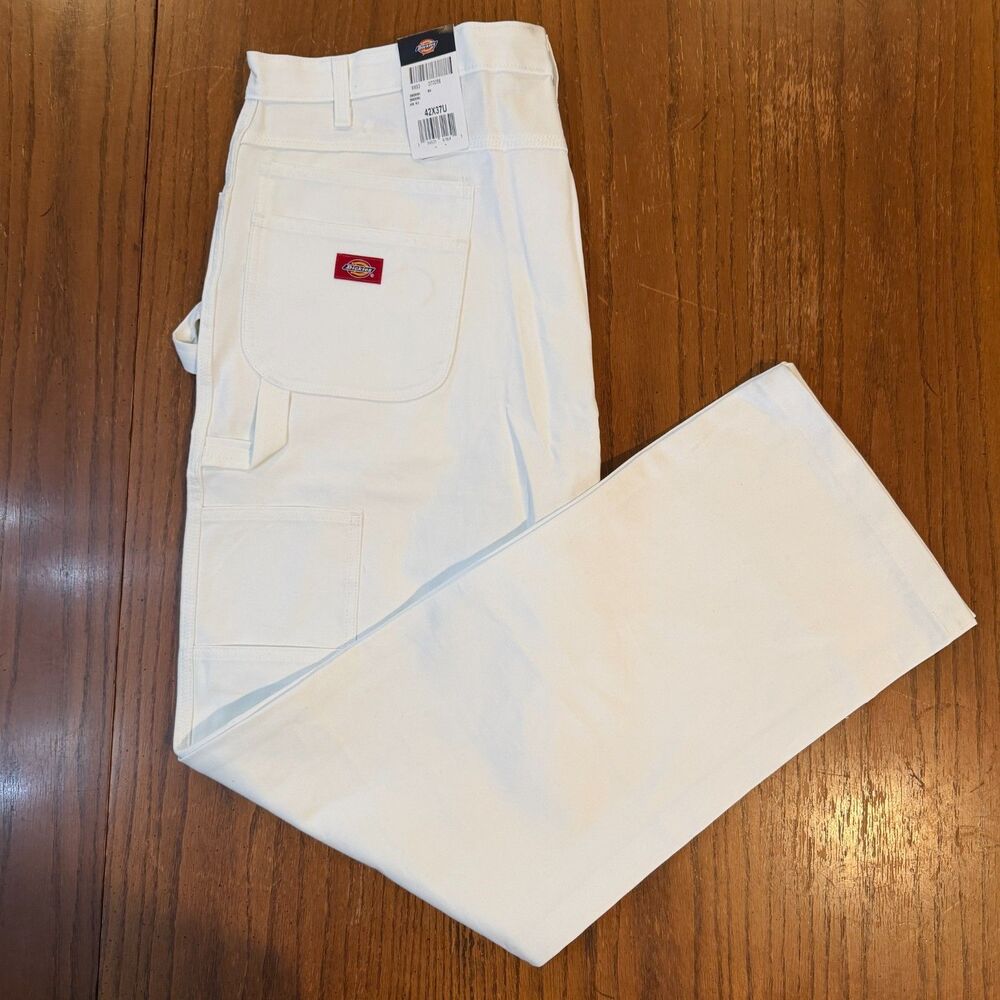 NWT Dickies 2953WH Mens Painter Utility Pants 42x37U White 100% Cotton Workwear